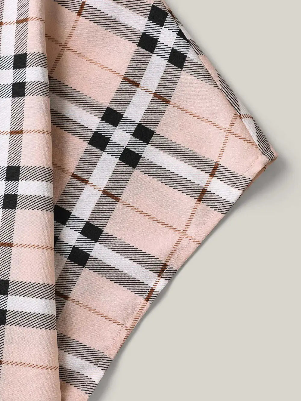 Plaid Pattern Round Neck Flared Shirt
