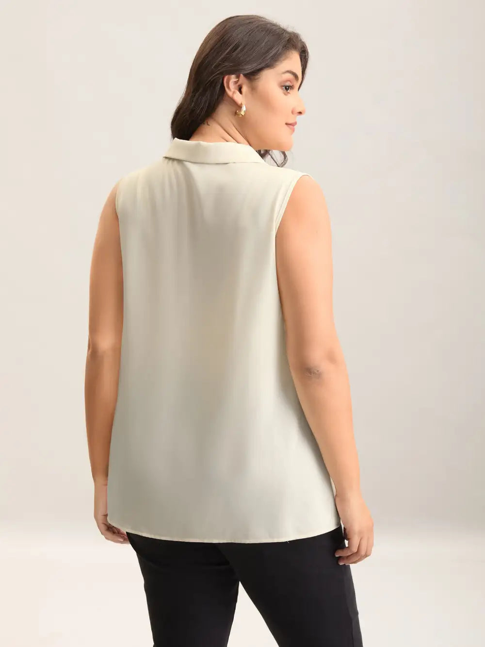 Button Placket Collar Tank Top