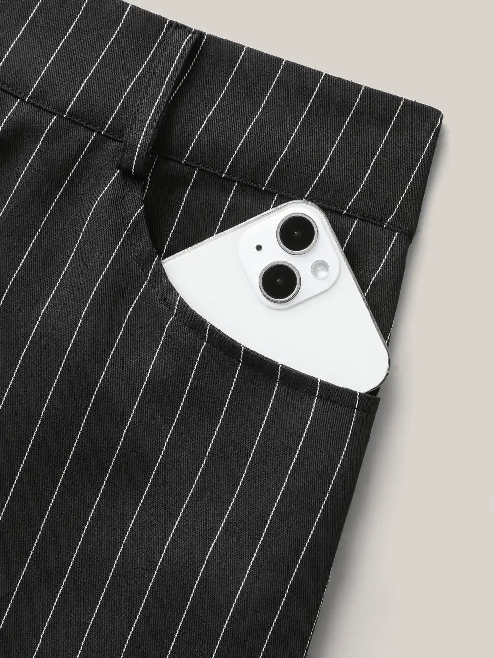 Stripes Print Pockets Straight-Fit Pants