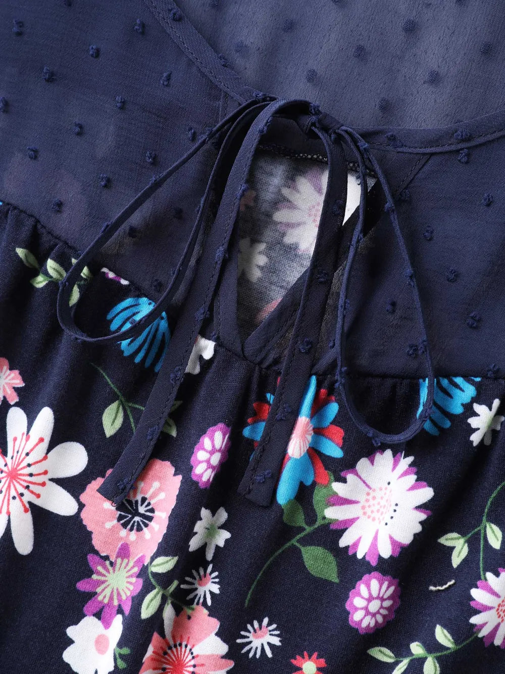 Floral Print Petal Sleeves Spliced Top