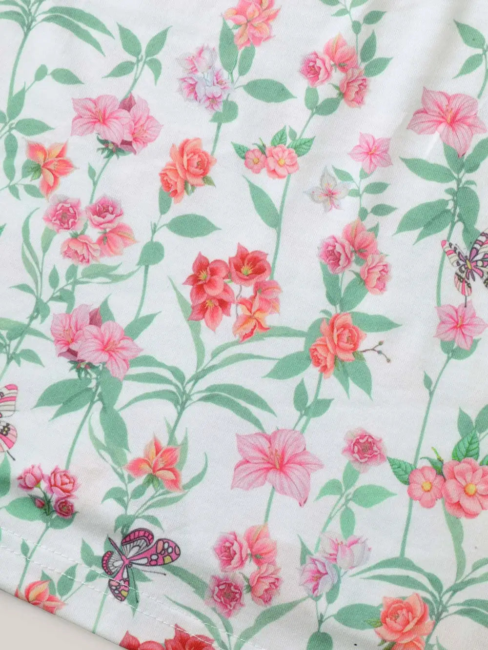 Butterfly Garden Print Neck-Tie Top