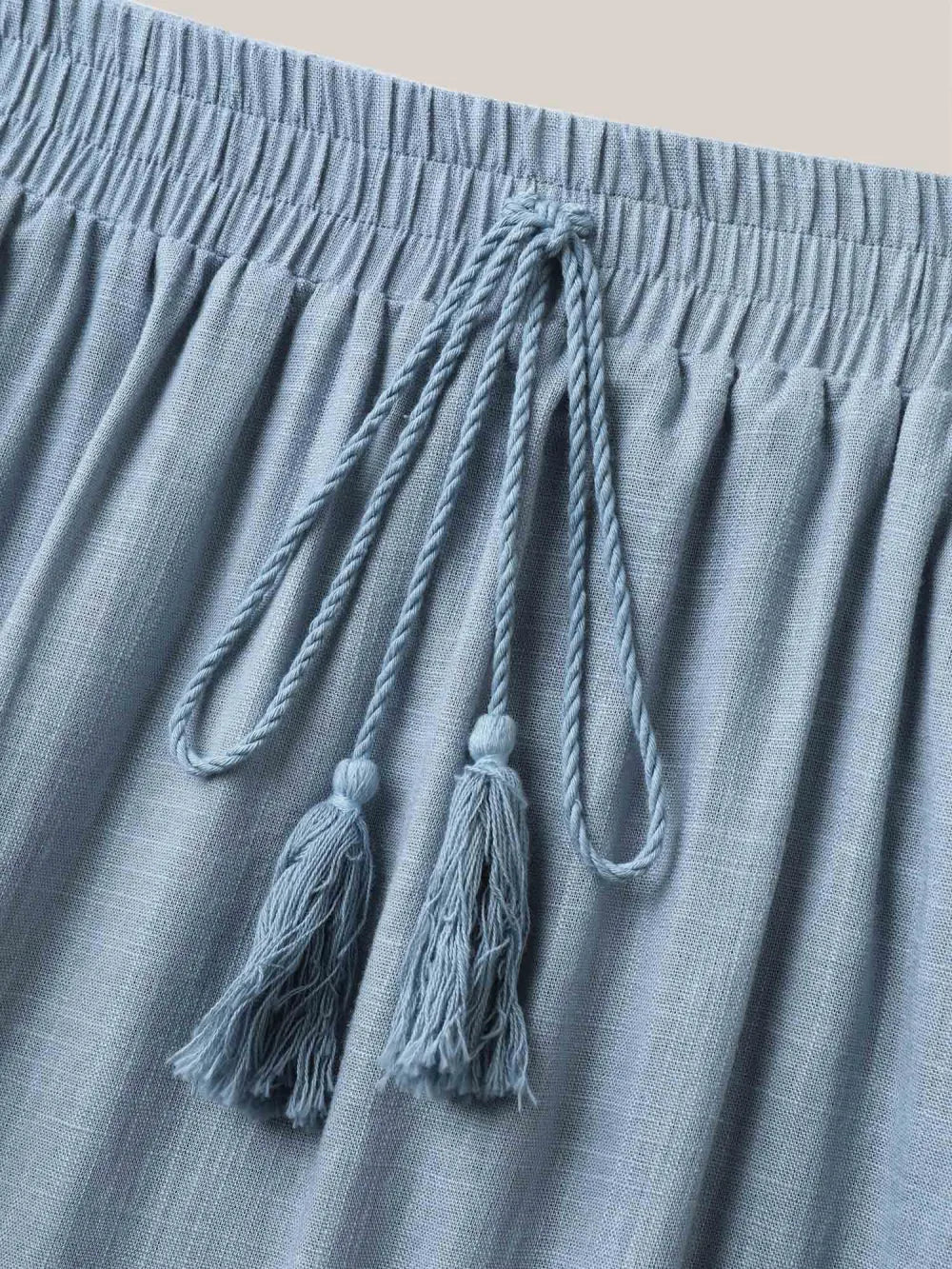 Waist-Tie Tassel Plain Maxi Skirt