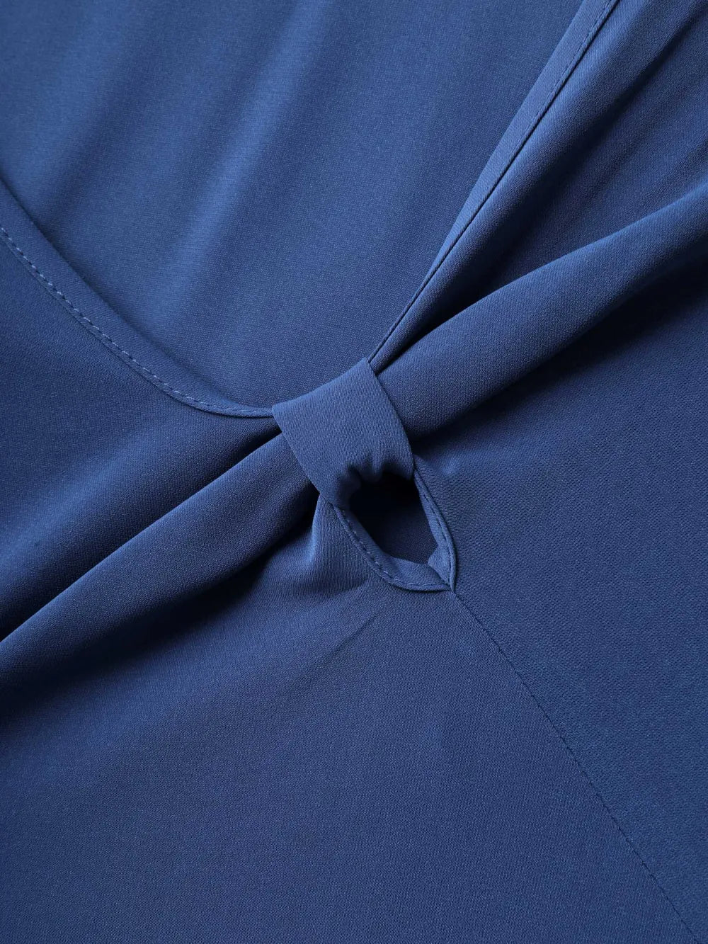 Keyhole Belted Pockets Plain Midi Dress
