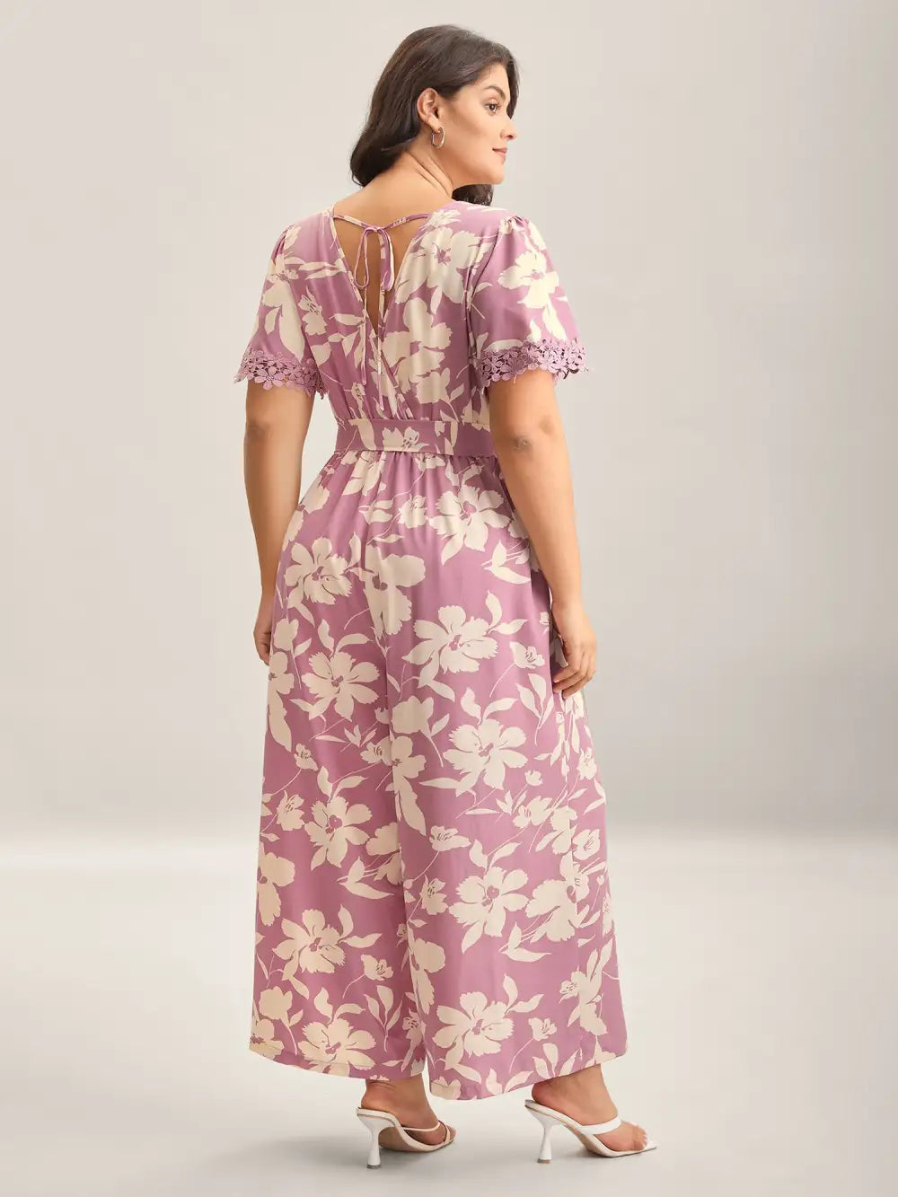 Floral Print Back Tie Jumpsuit