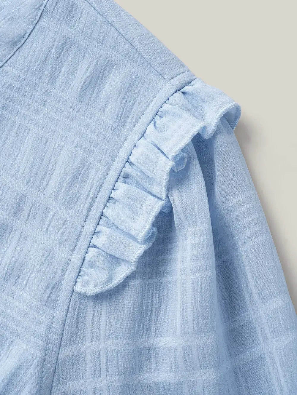 Checked Texture Jacquard Notched Collar Blouse