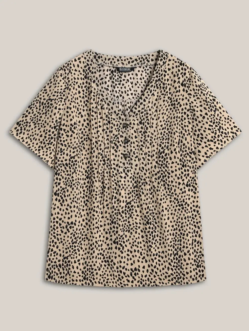 Leopard Print Toothpick Pleat Blouse