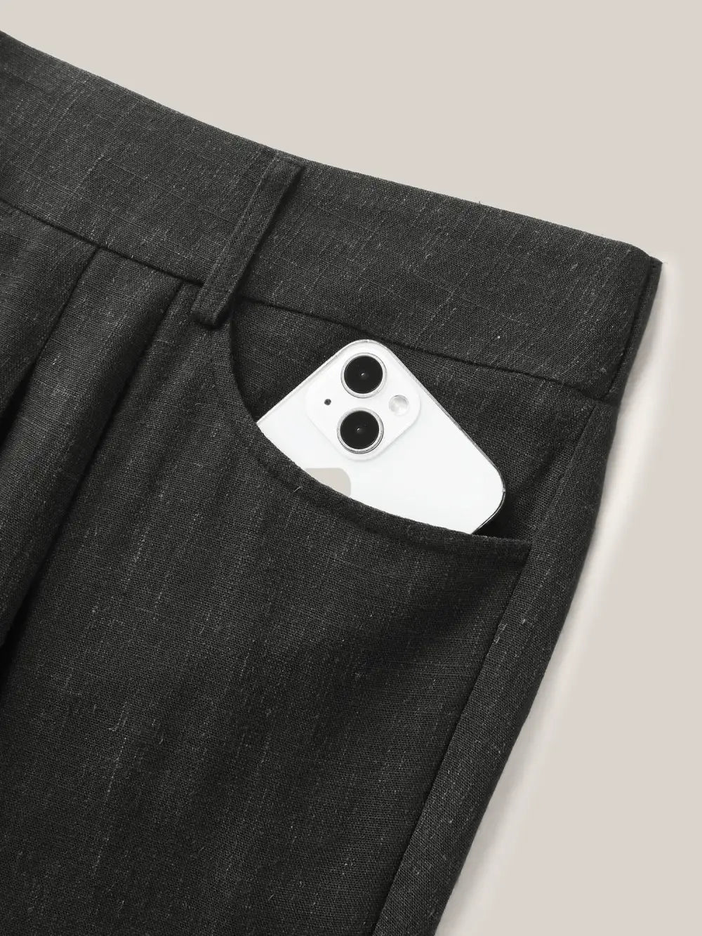 Heather Pleated Straight-Leg Pants