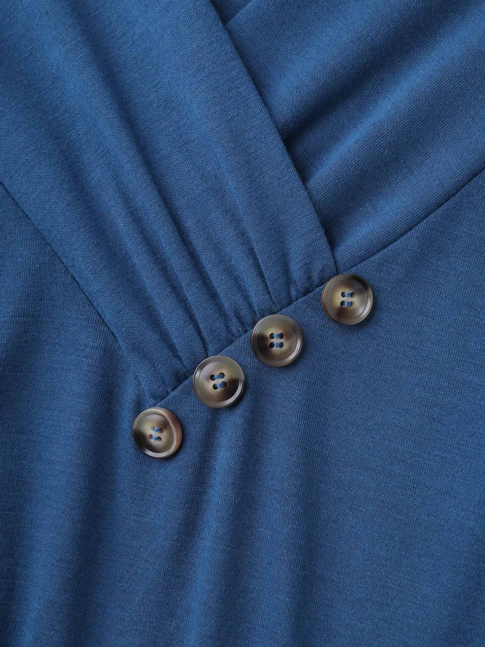 Button Detail Pleated Pockets Midi Dress