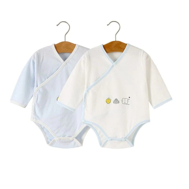 2 Pcs Long Sleeve Graphic Print Baby Romper