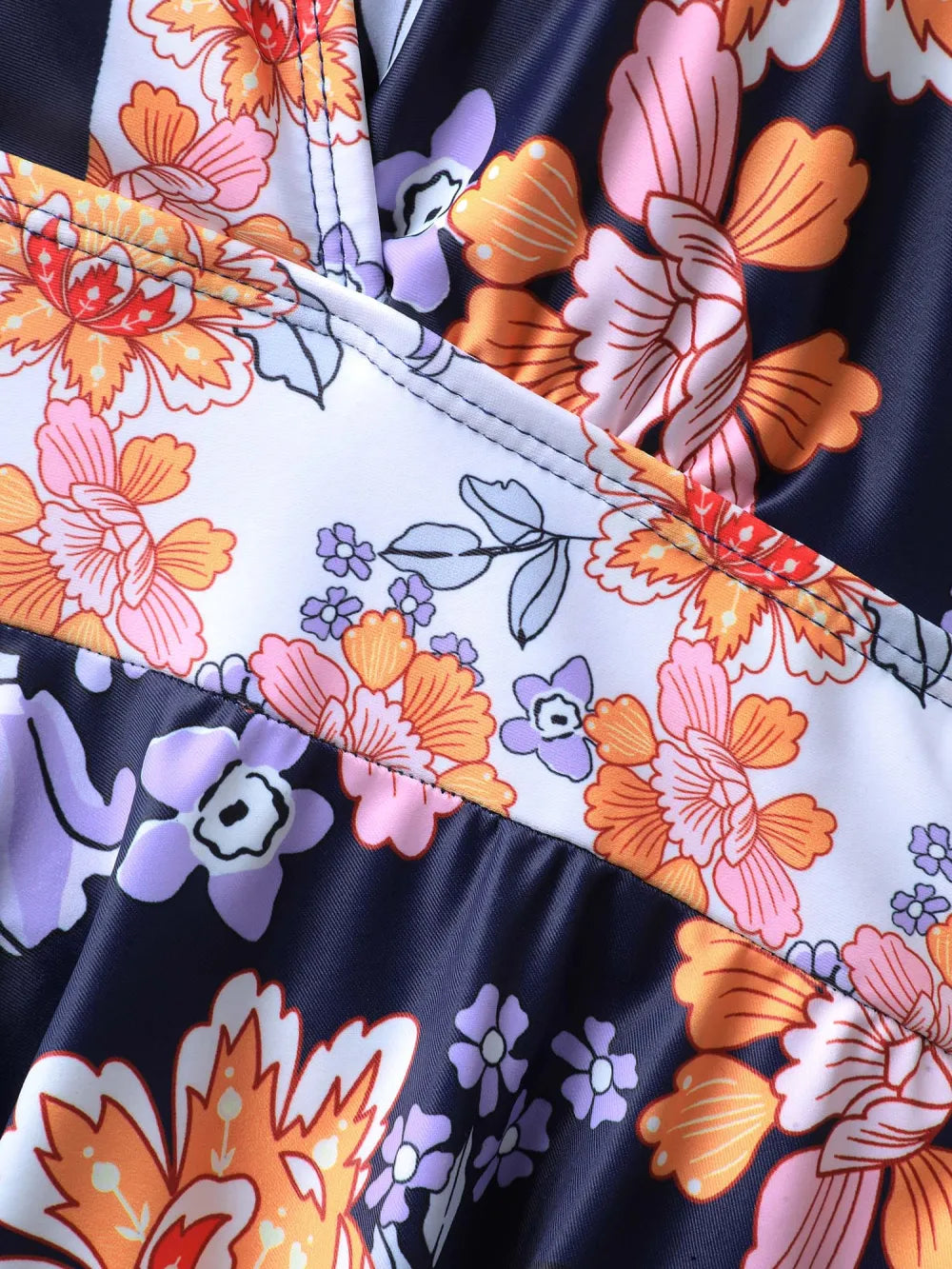 Floral Print Surplice Neck Swim Dress