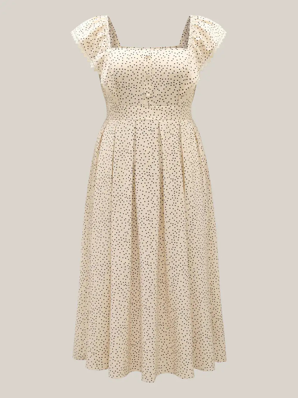 Polka Dot Cinched-Waist Pockets Midi Dress