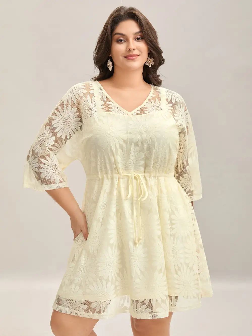 Woven Tied Two-Piece Sheer Midi Dress