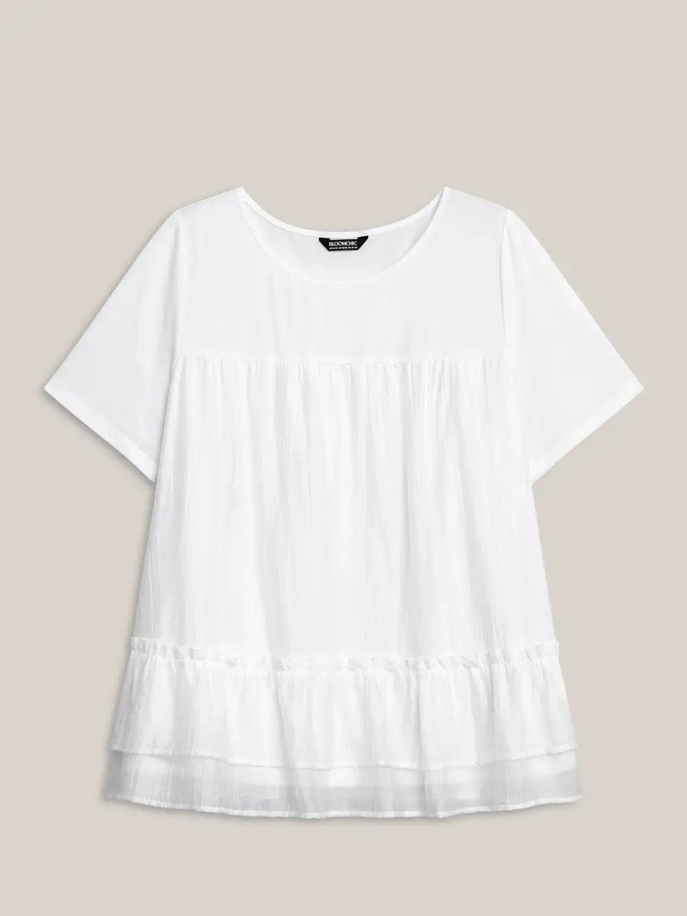 Layered Ruffled Hem Plain Knit Top