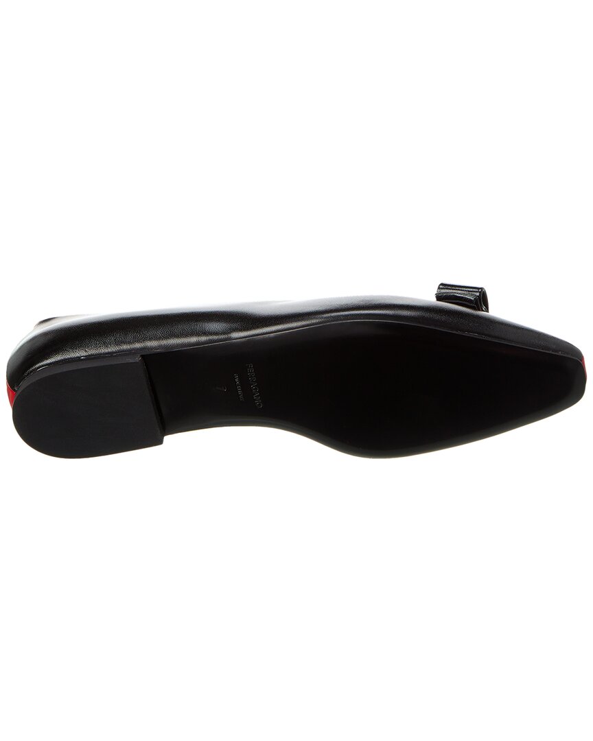 Ferragamo Siwar Bow Leather Ballet Flat