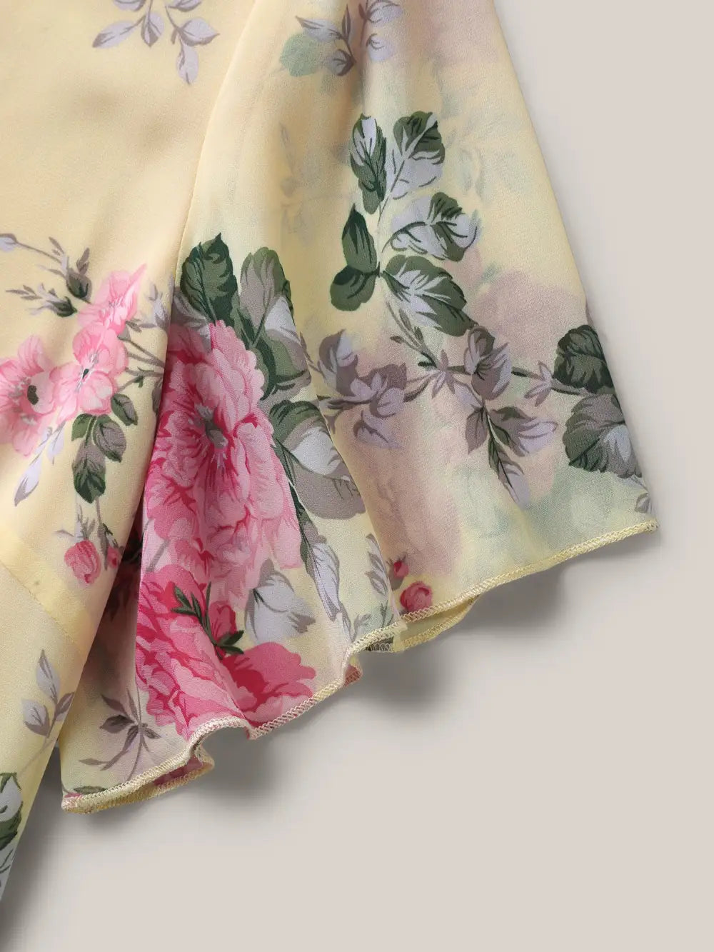 Large Flower Print Layered Hem Blouse