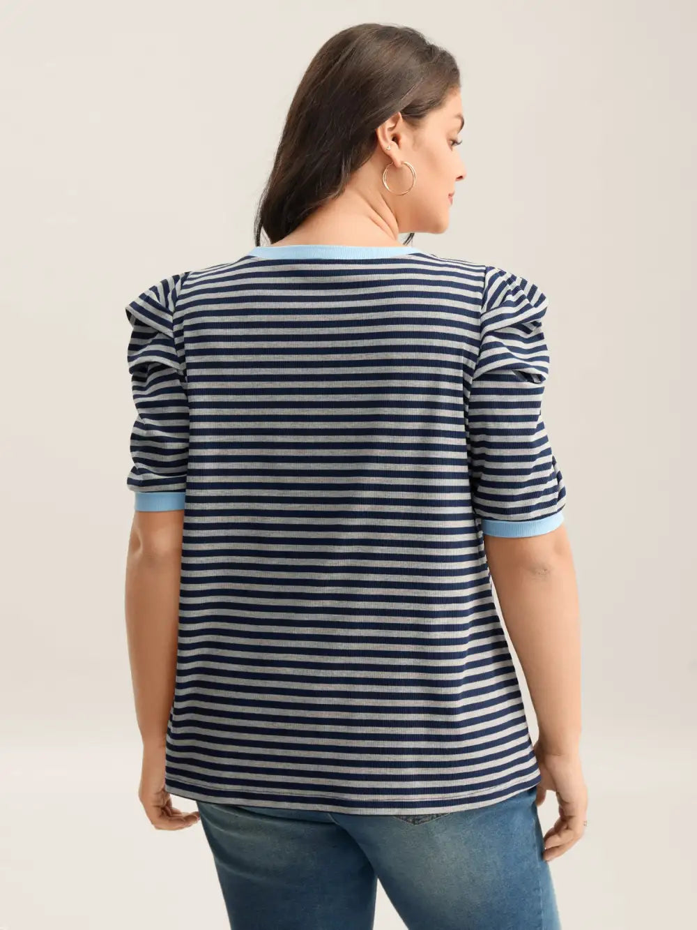 Textured Stripes Color Contrast T-Shirt