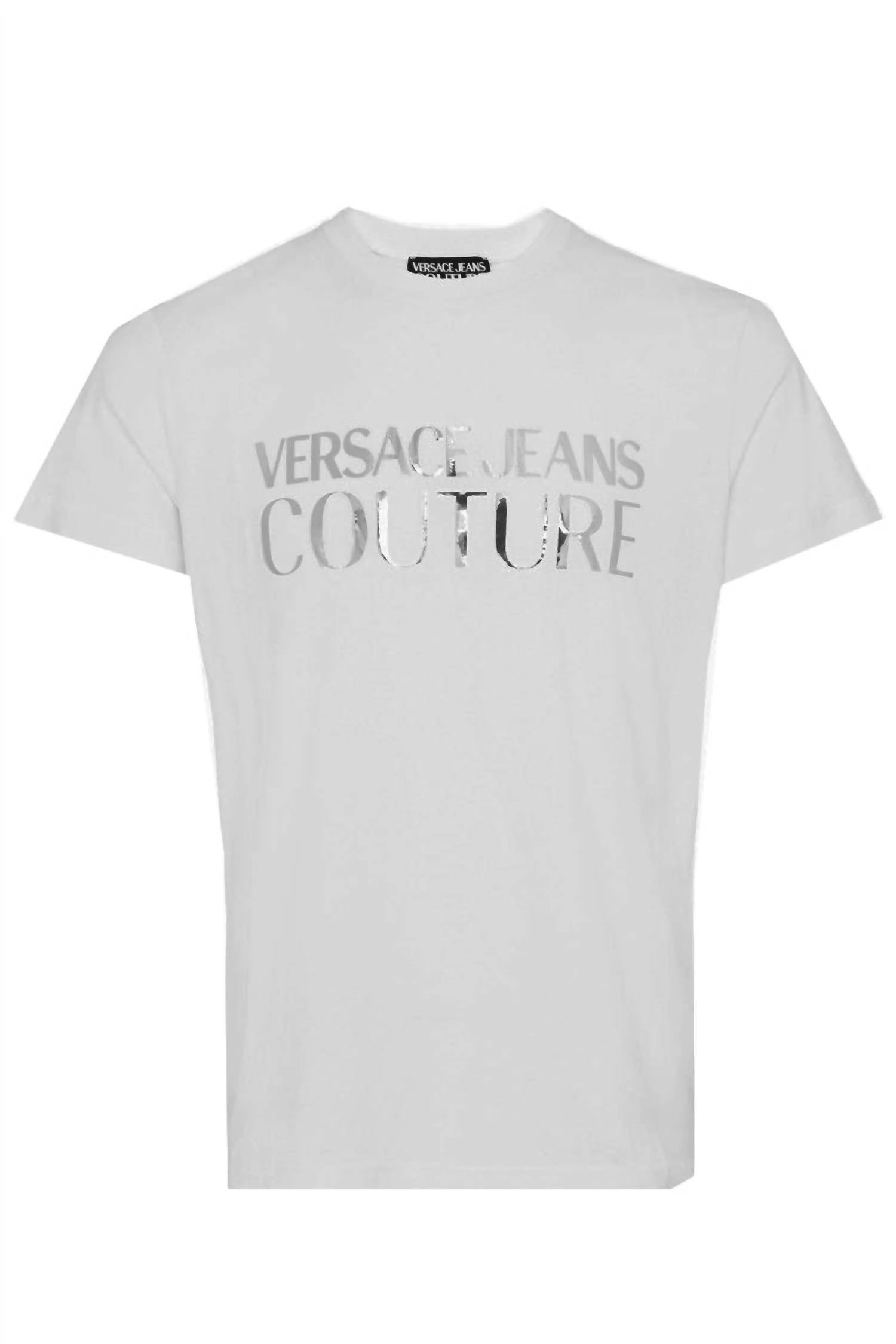 Men's Metallic Logo Short Sleeve T-Shirt In White/silver