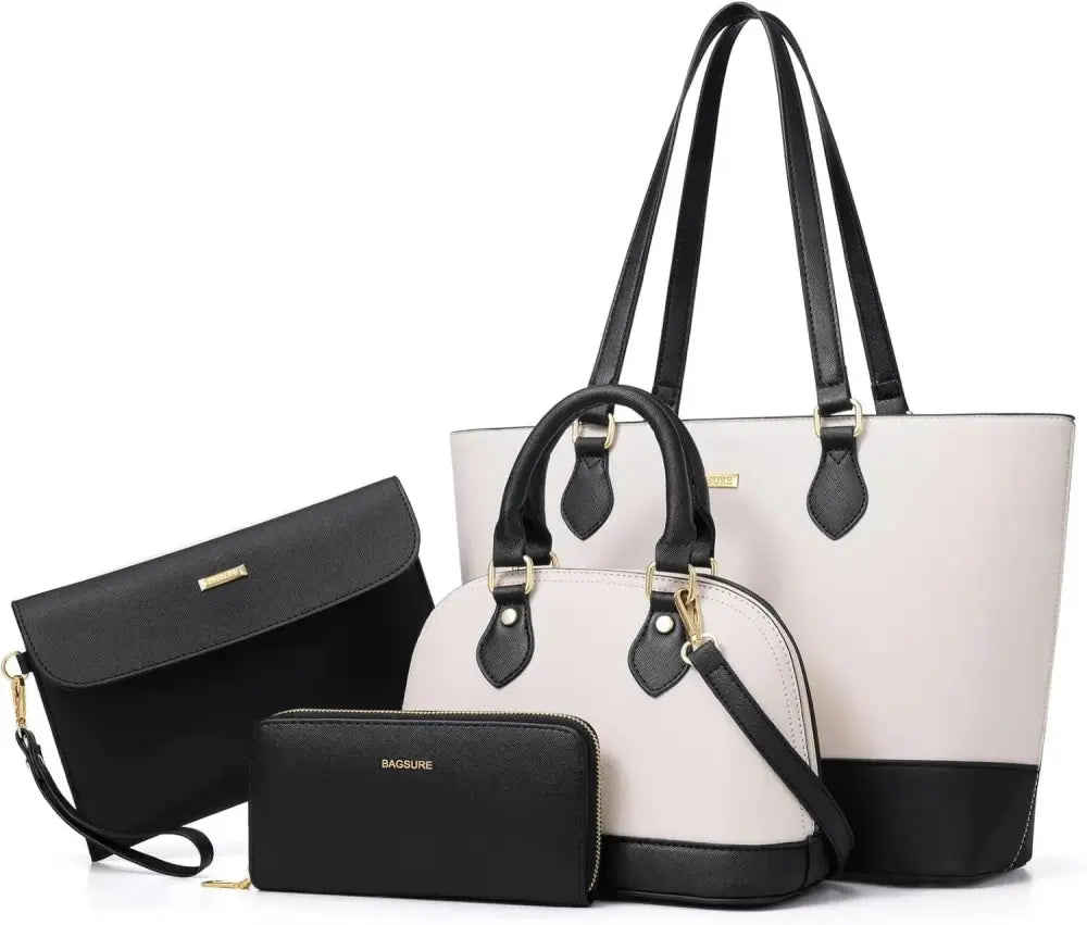 4PCS Women Fashion Handbags Purses Wallet Tote Shoulder Bags