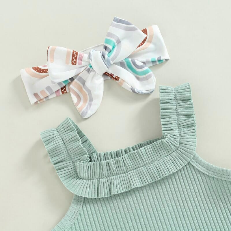 Green Rainbow Ruffled Baby Set
