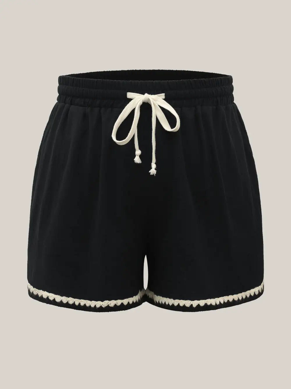 Color Contrast Drawstring Slit Shorts