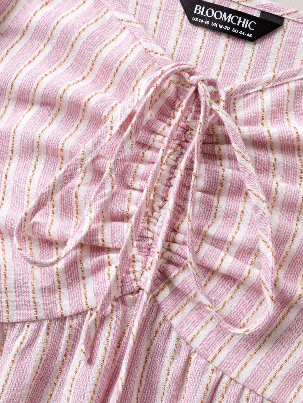 Stripes Neck Ties Ruched Tank Top