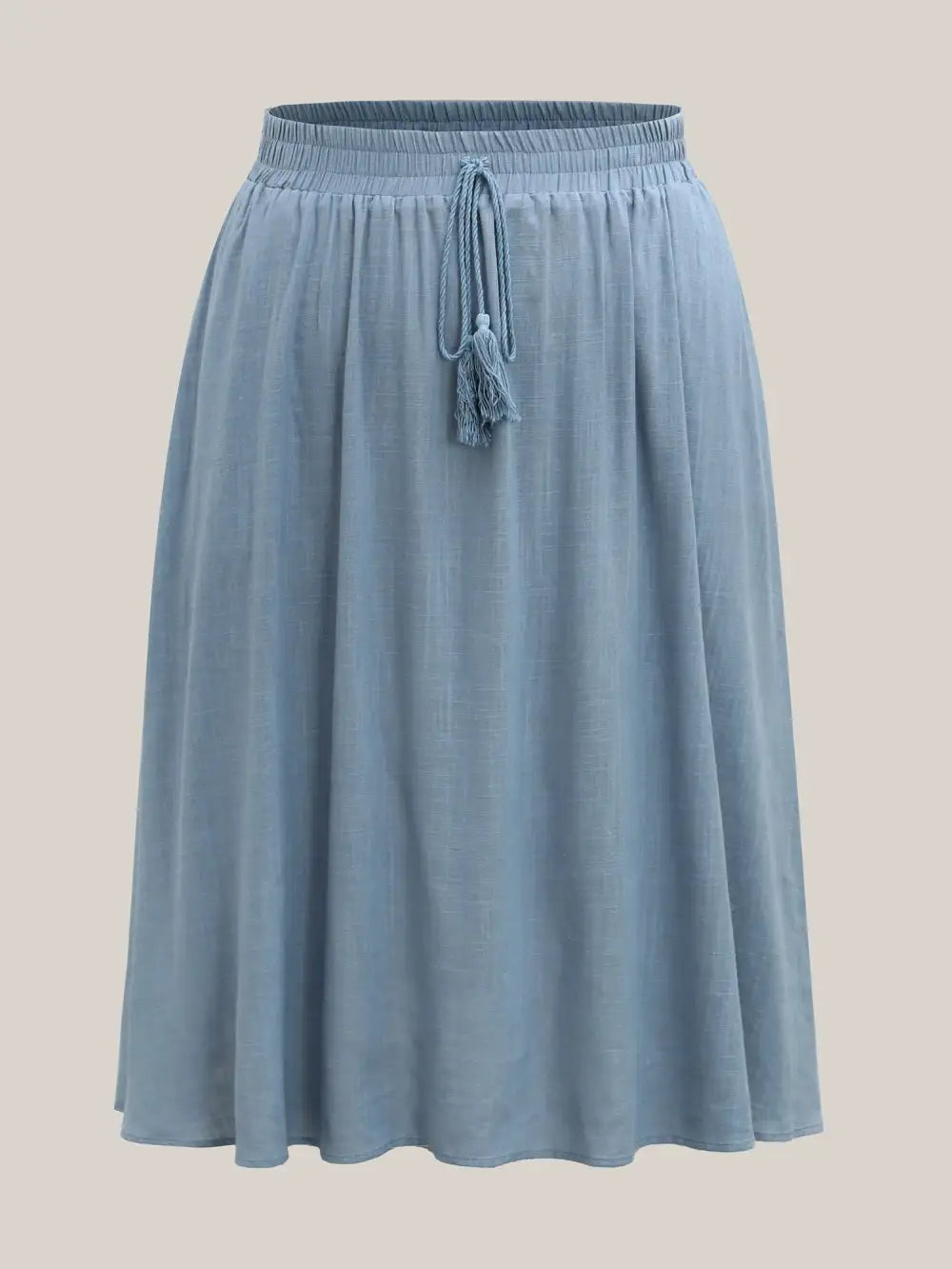 Waist-Tie Tassel Plain Maxi Skirt