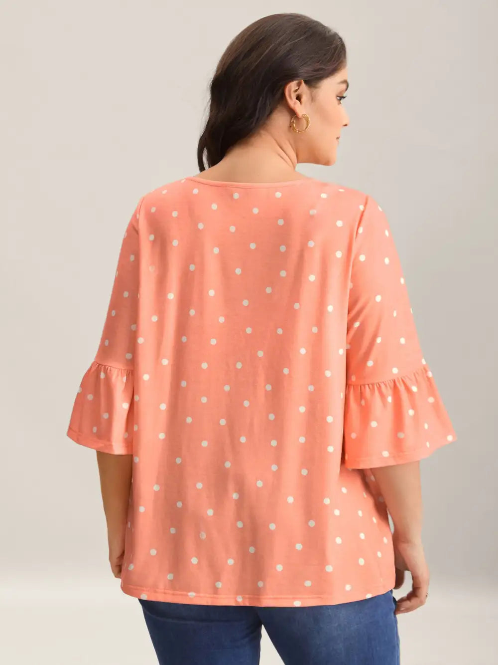 Stretchy Polka Dots Heather Pleated Top