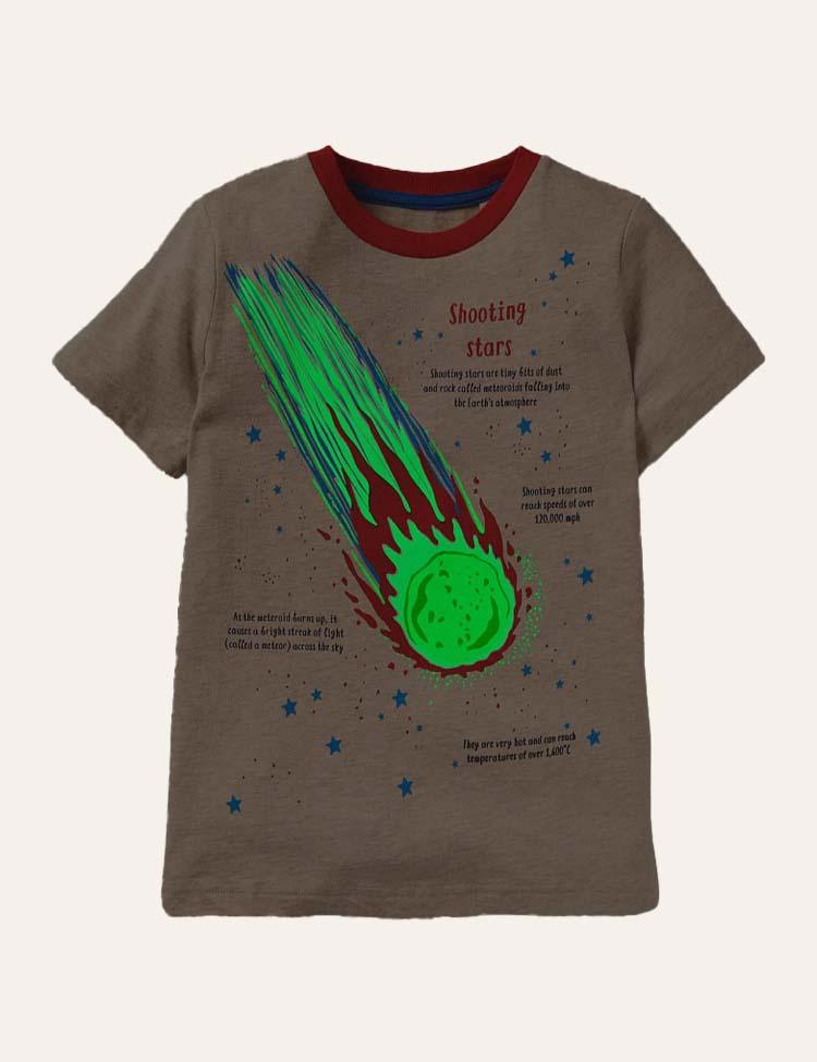 Toddler Boy Glowing Dinosaur Appliqué 100% Cotton T-shirt