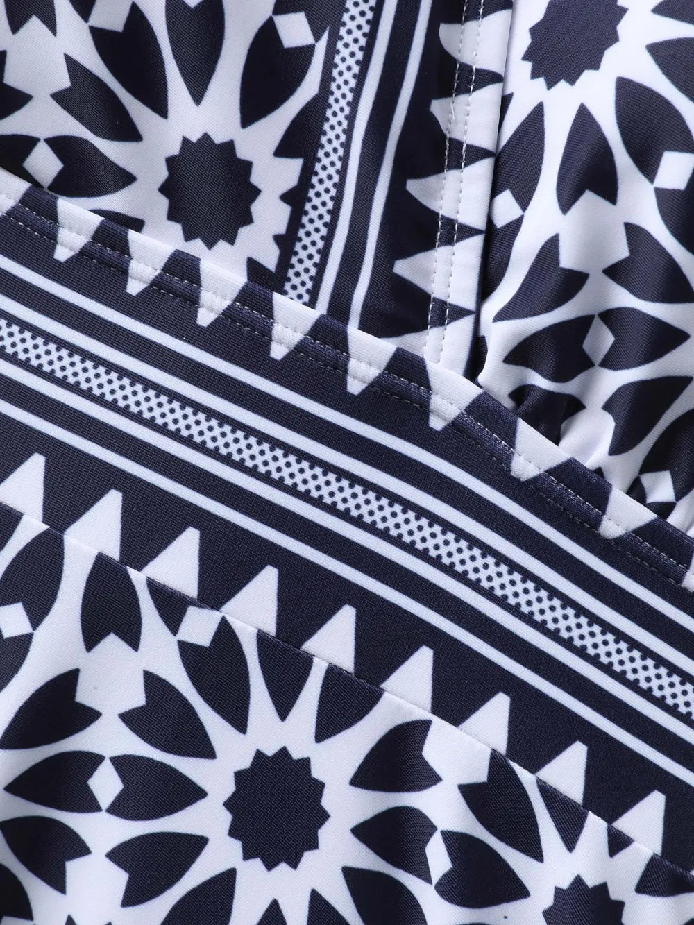 Geometric Print Surplice Neck Swim Dress