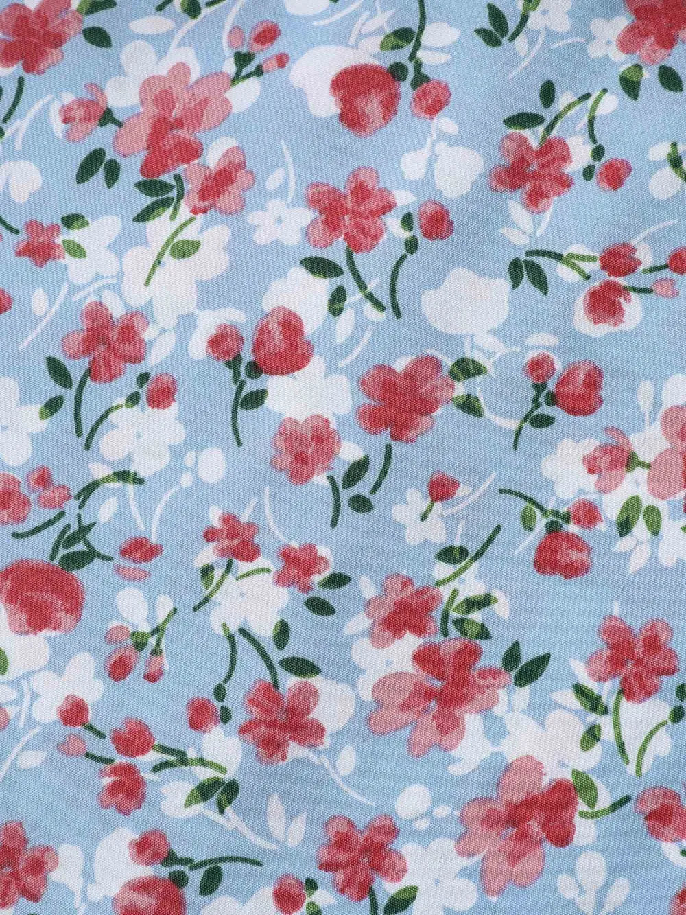 Floral Print Sweetheart Cinched-Waist Blouse