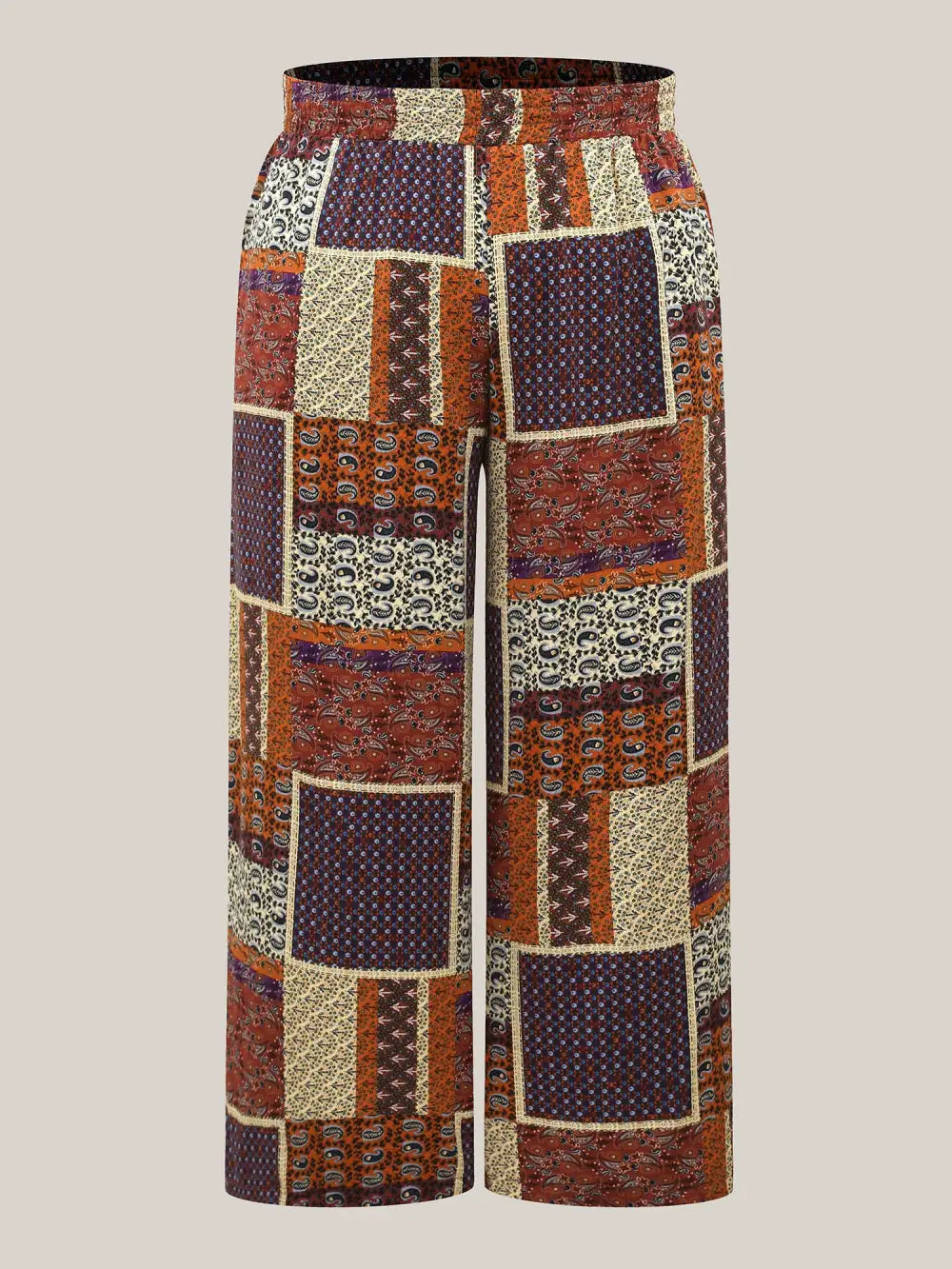 Collage Floral Print Wide-Leg Pants