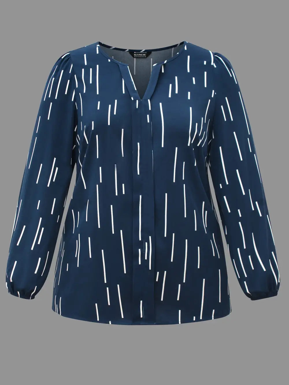 Geometric Print Notched Collar Blouse