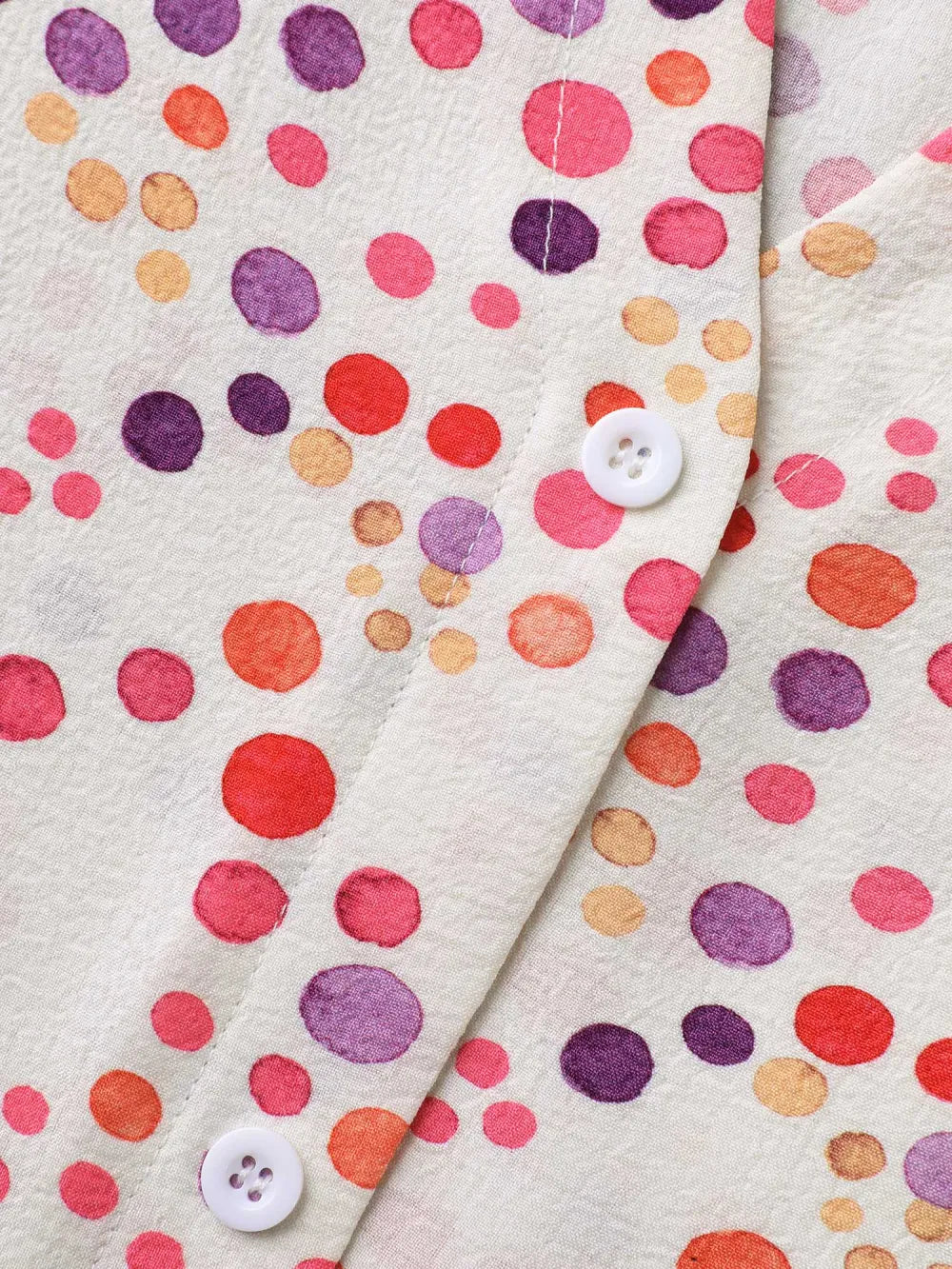 Pretty Polka Dots Shirred Sleeve Shirt