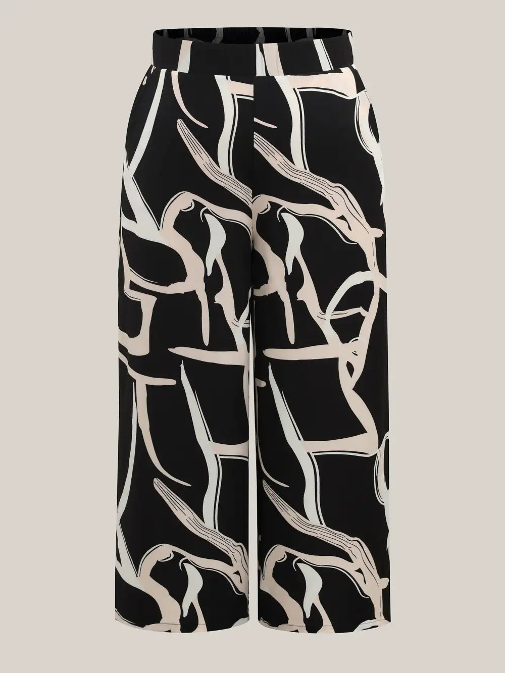 Abstract Pattern Wide-Leg Pockets Pants