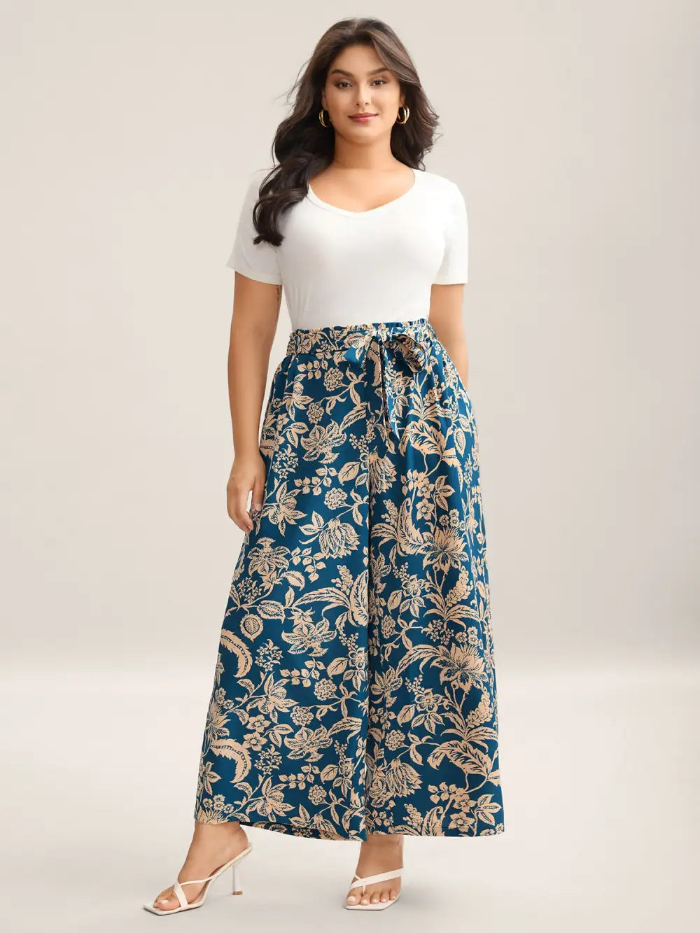 Floral Perfection Belted Wide-Leg Pants