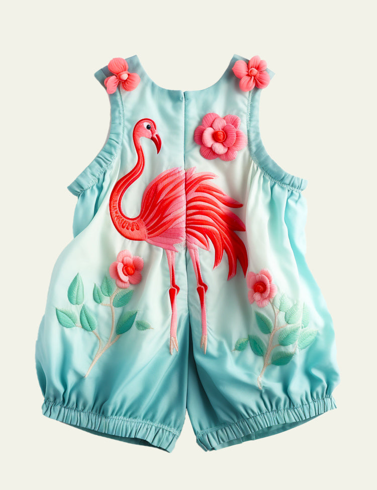 Toddler Kid Girl Flamingo Embroidered Jumpsuit