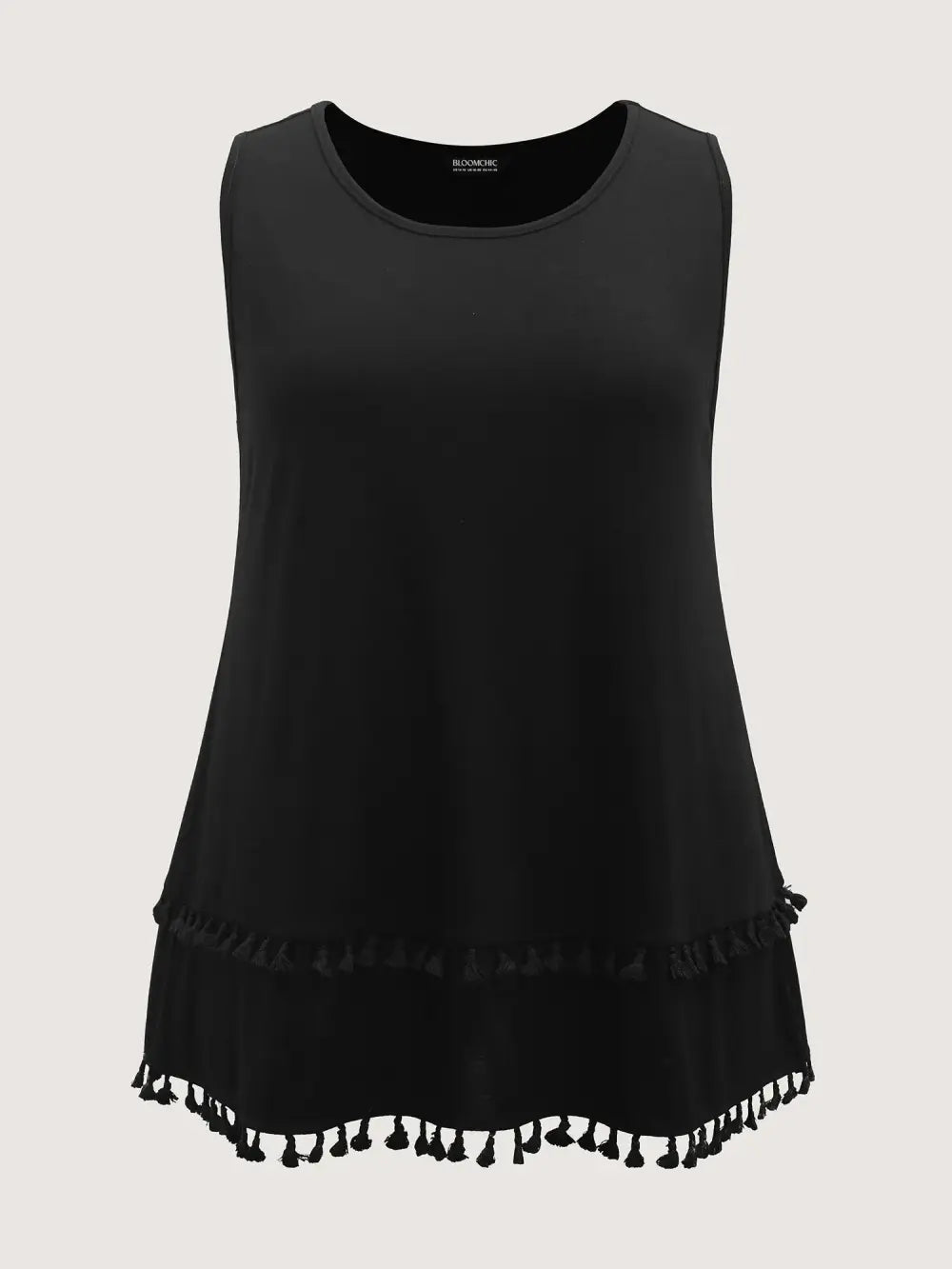 A-Line Tassel Hem Plain Tank Top