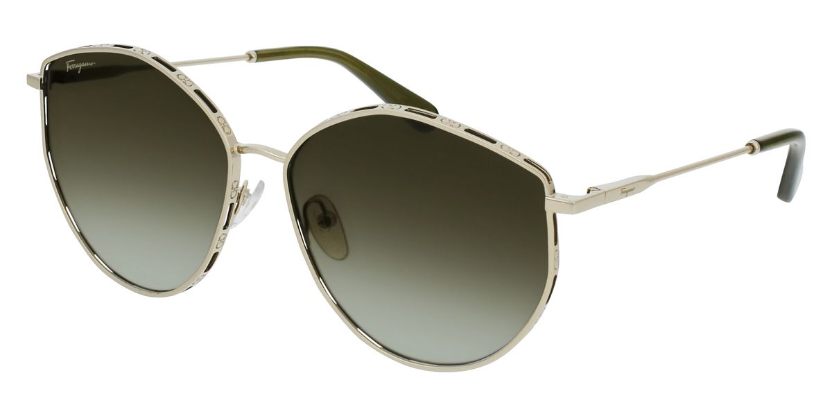 Ferragamo Women's 60 mm Gold Green Sunglasses