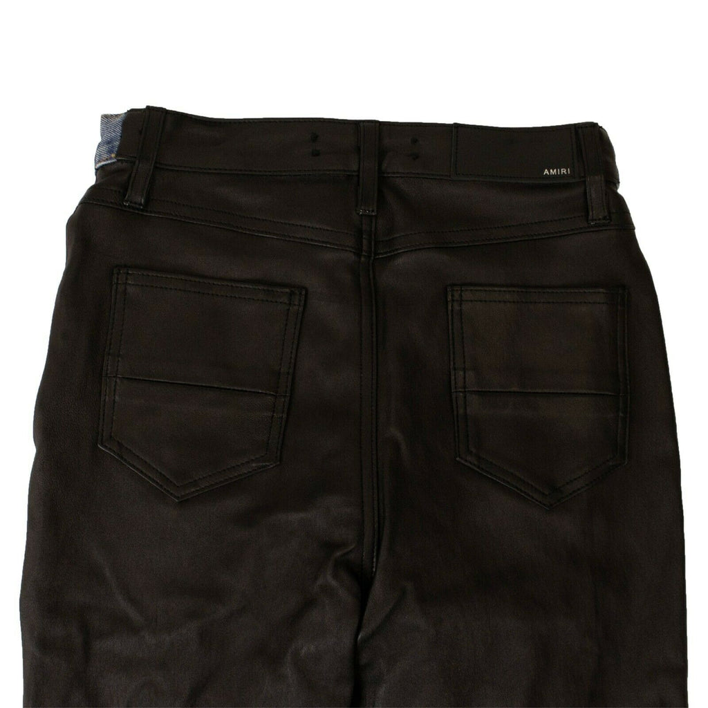 Amiri Denim Leather Jeans- Blue/Black