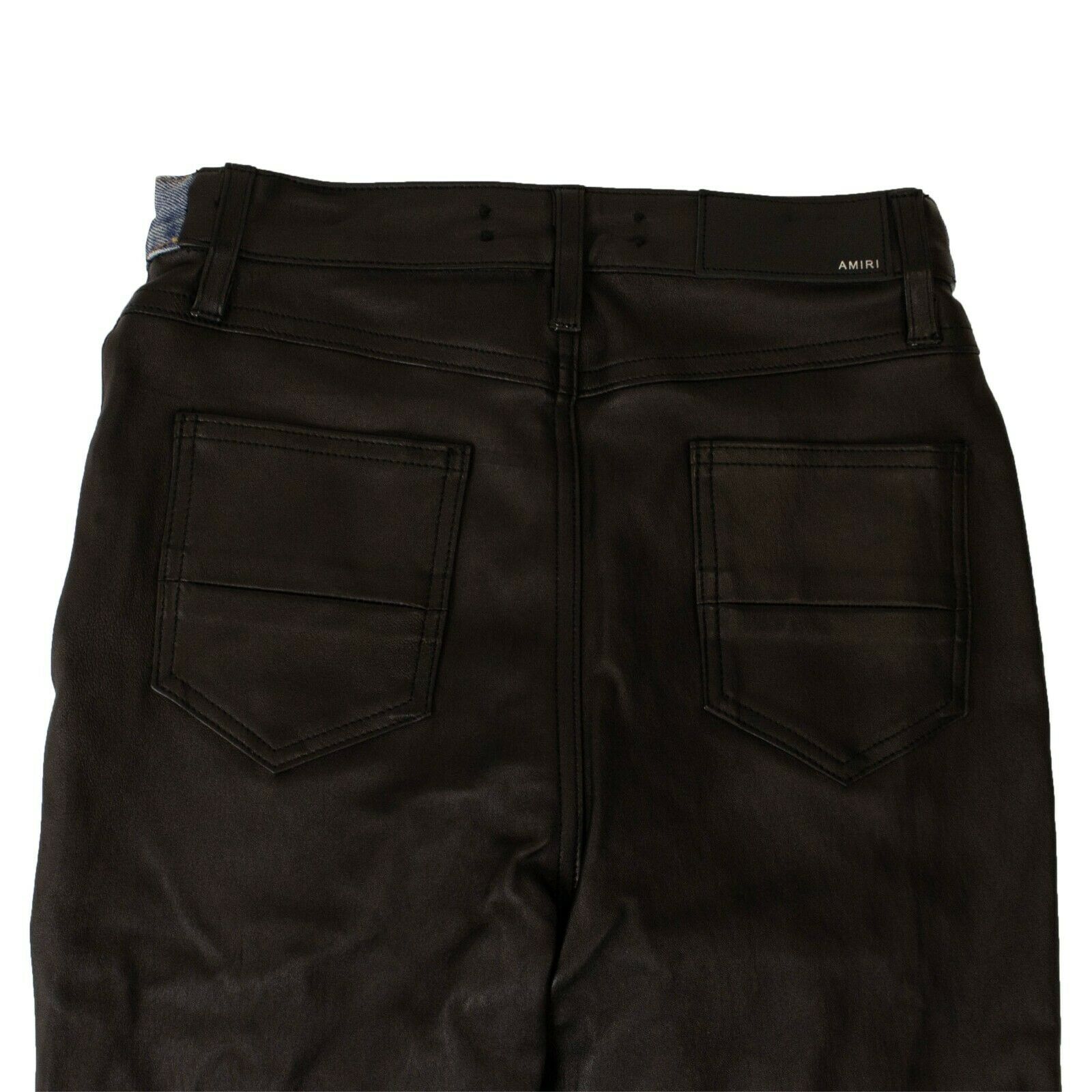 Amiri Denim Leather Jeans- Blue/Black