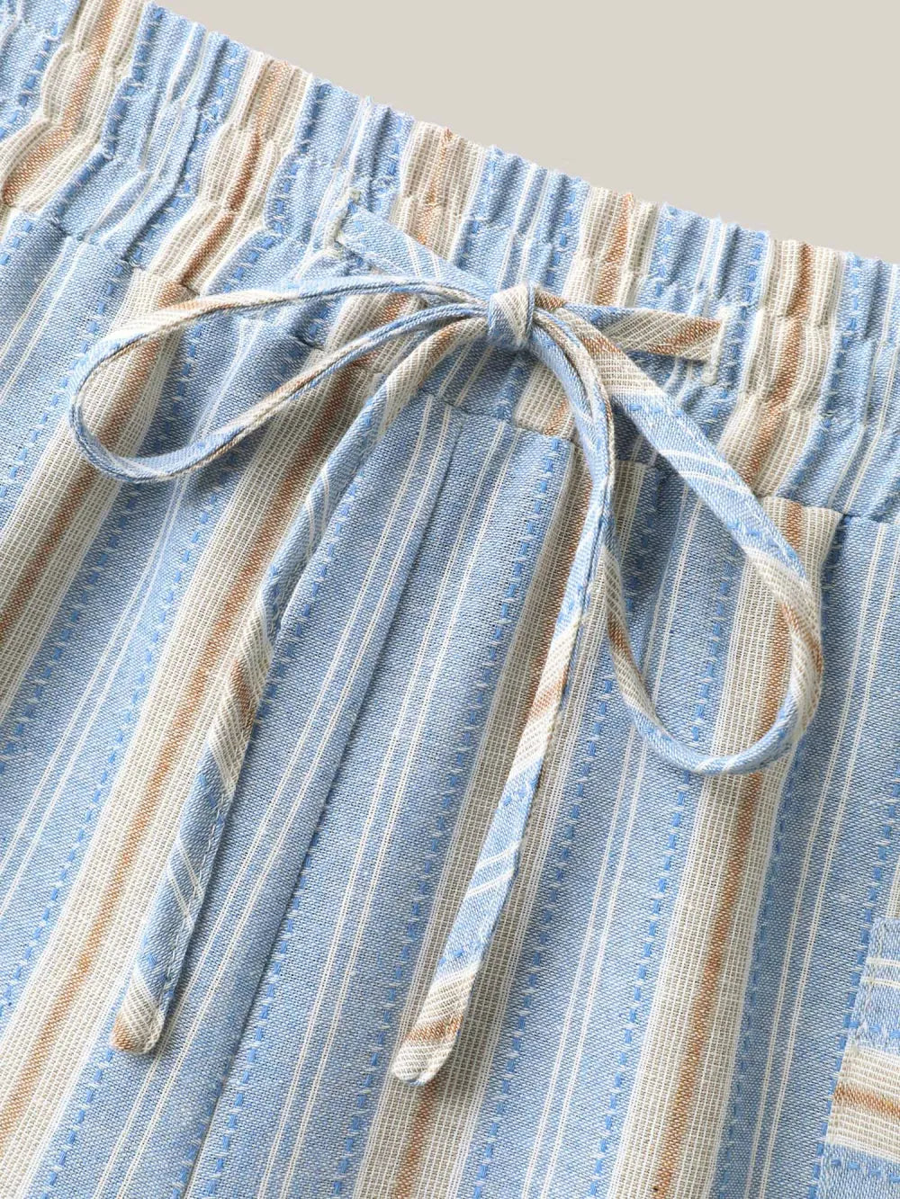 Stripes Pockets Wide-Leg Pants