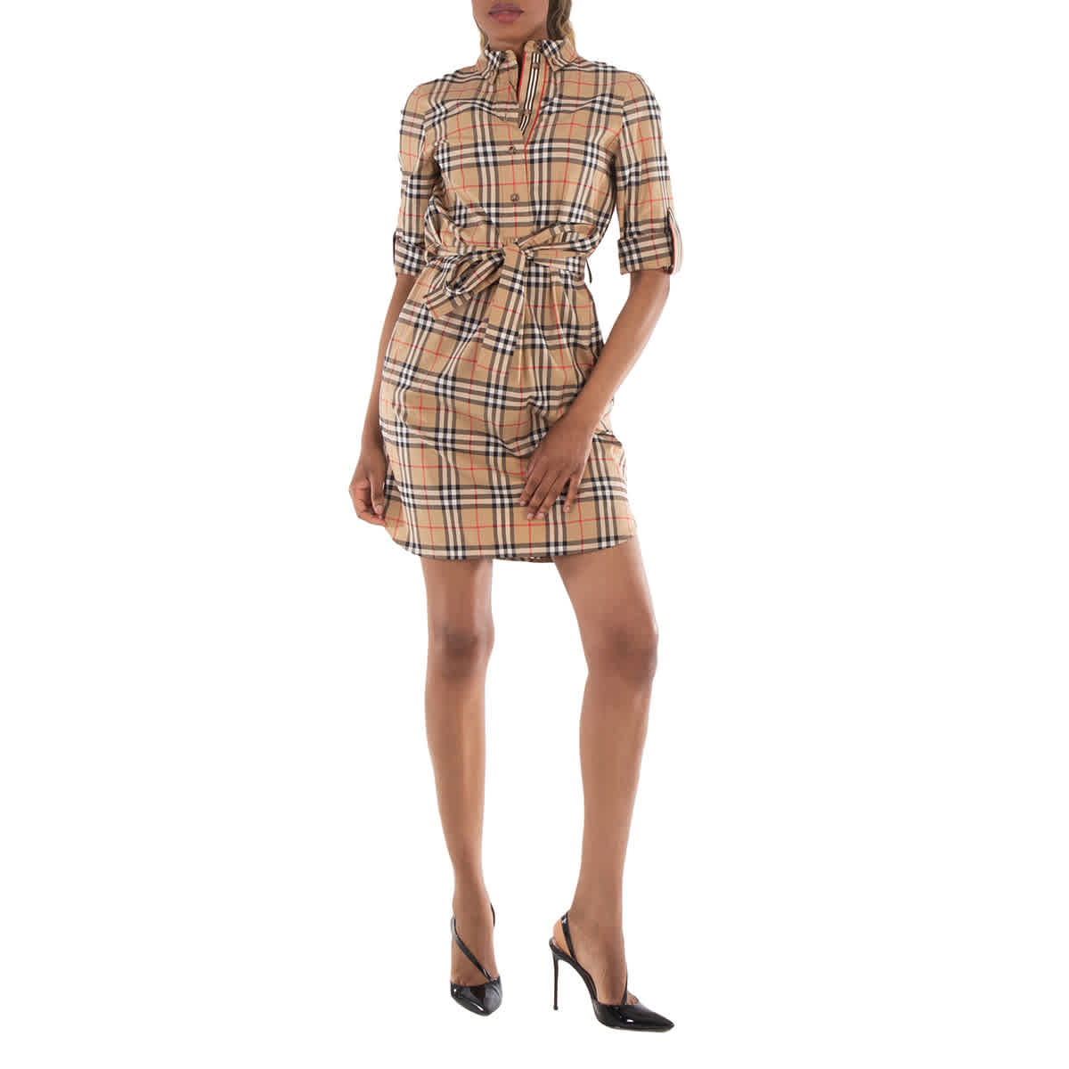 Burberry Vintage Check Tie-Waist Shirt Dress