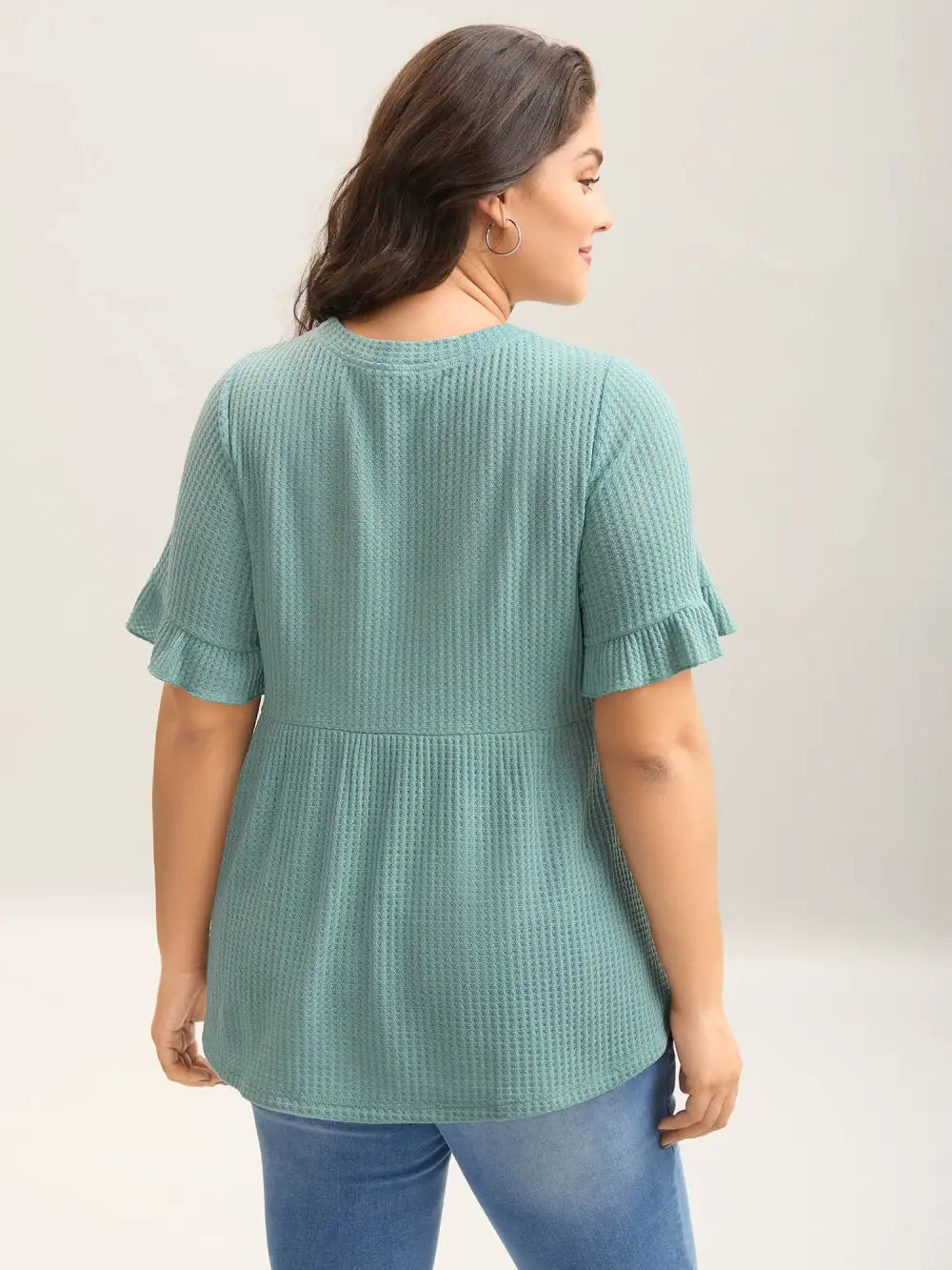 Waffle Lotus Leaf Hem T-Shirt