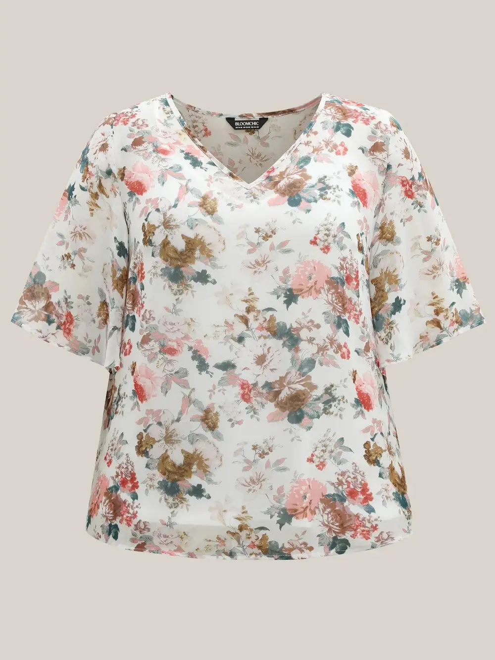 Large Flower Print Sheer Lined Shirt
