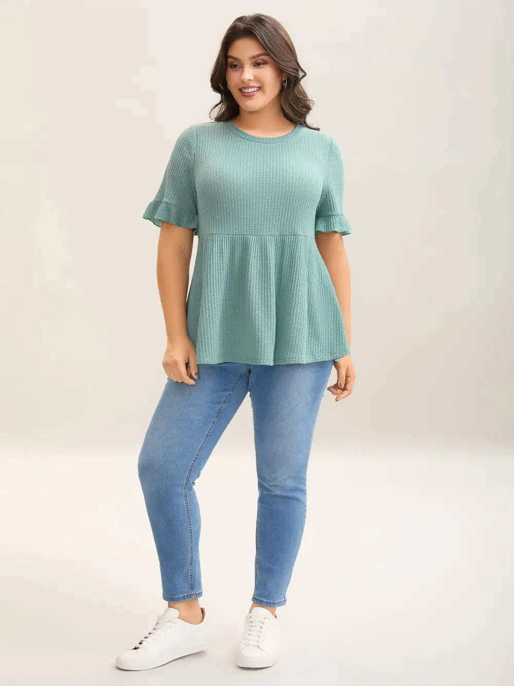 Waffle Lotus Leaf Hem T-Shirt