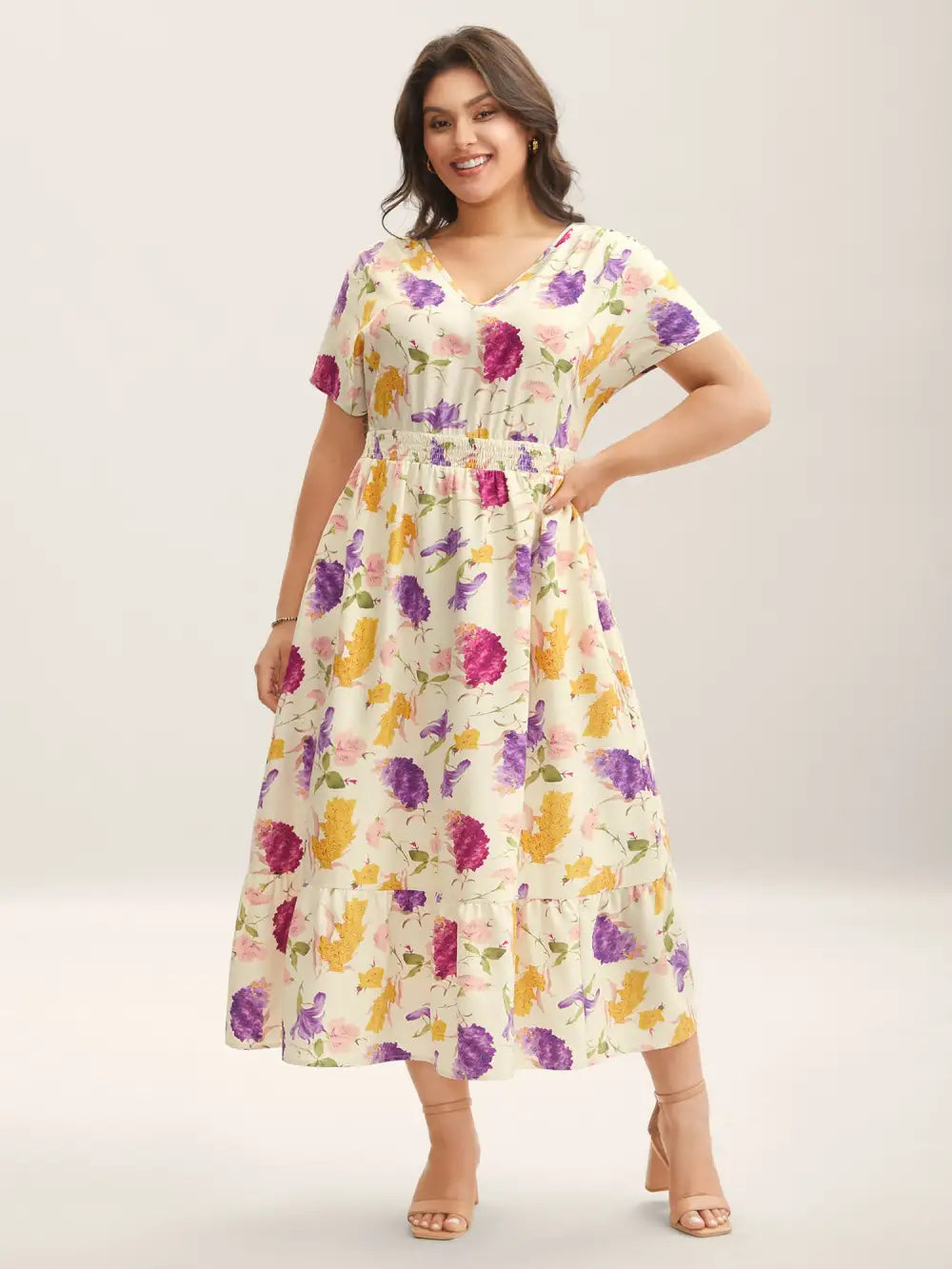 Floral Fantasy Shirred Tiered Maxi Dress