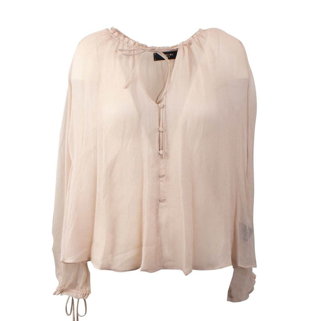 Nude Crinkle Chiffon Blouse