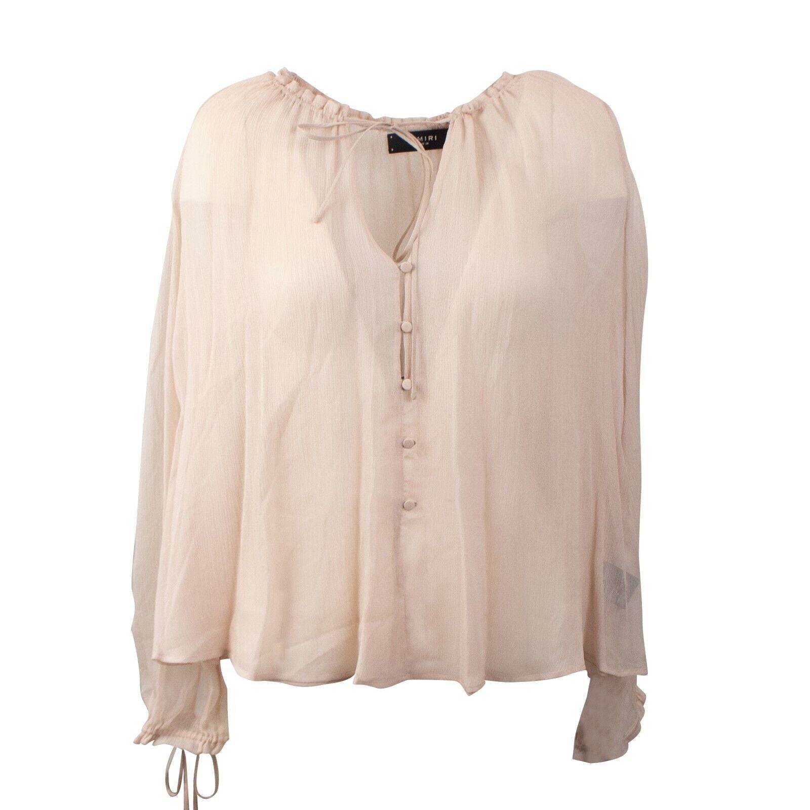 Nude Crinkle Chiffon Blouse