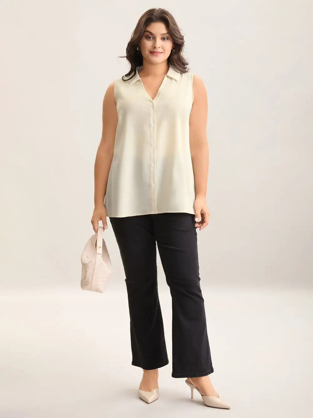 Button Placket Collar Tank Top