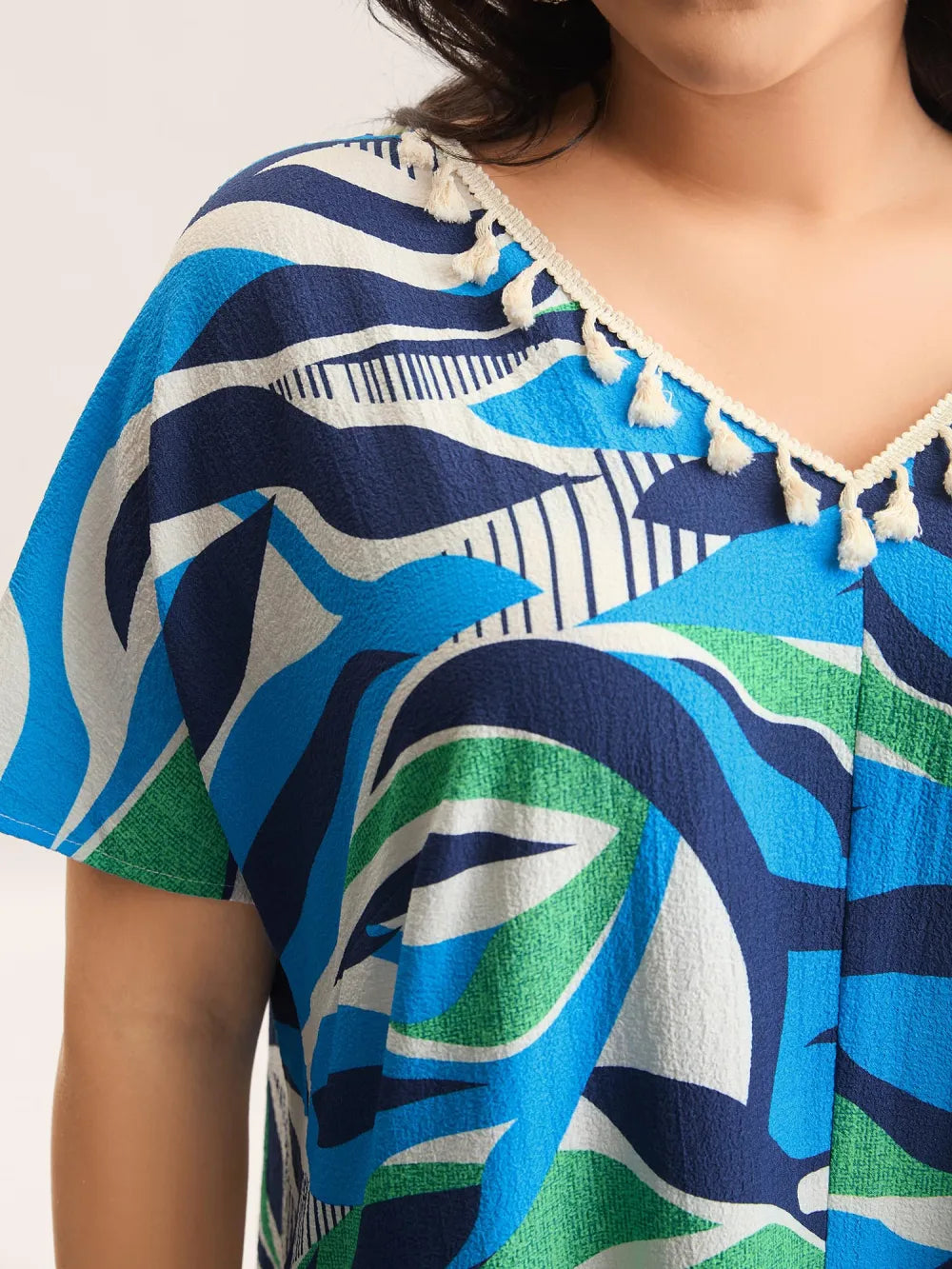 Abstract Print Backless Ribbon Maxi Dress
